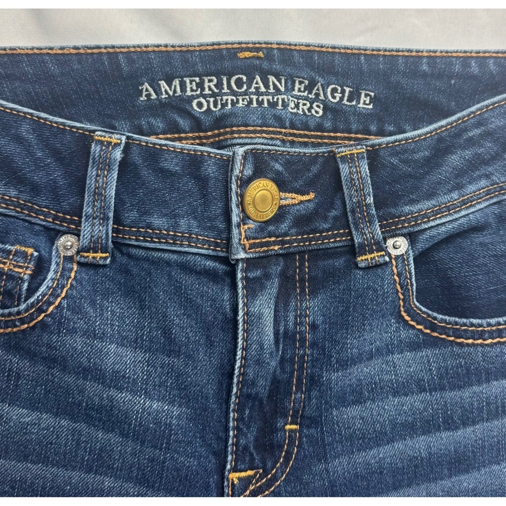 American Eagle Kick Boot Jeans Womens 6 Dark Wash Flap Pocket Bootcut Denim - Picture 3 of 16